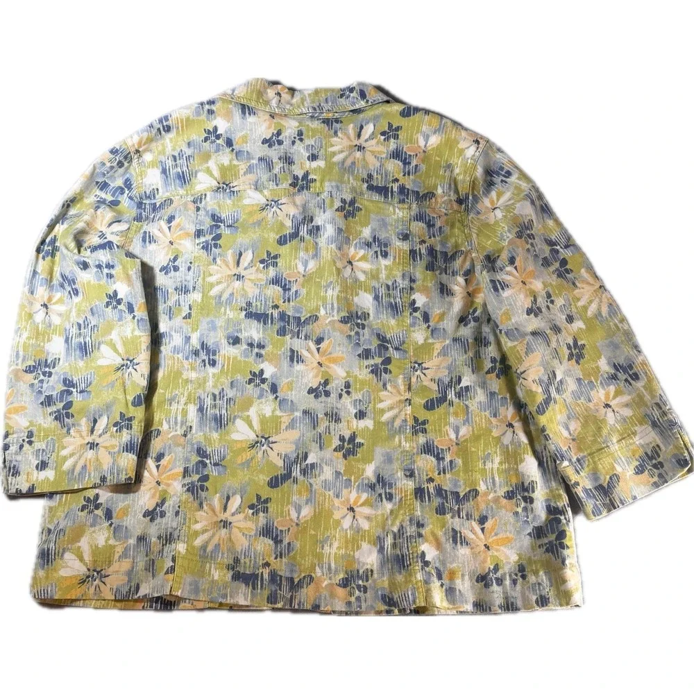 City Blues by Koret Womens Floral Jacket Green Blue Size L K8531124M Button Up‎